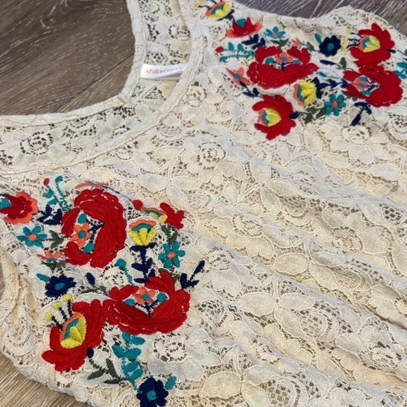 Xhilaration Cream Floral Embroidered High-Low Dress - Picture 3 of 3